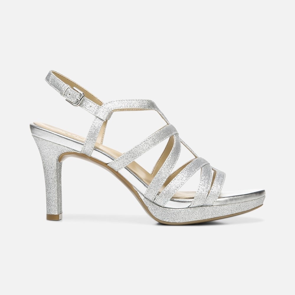 Naturalizer Baylor Silver Glitter Heels